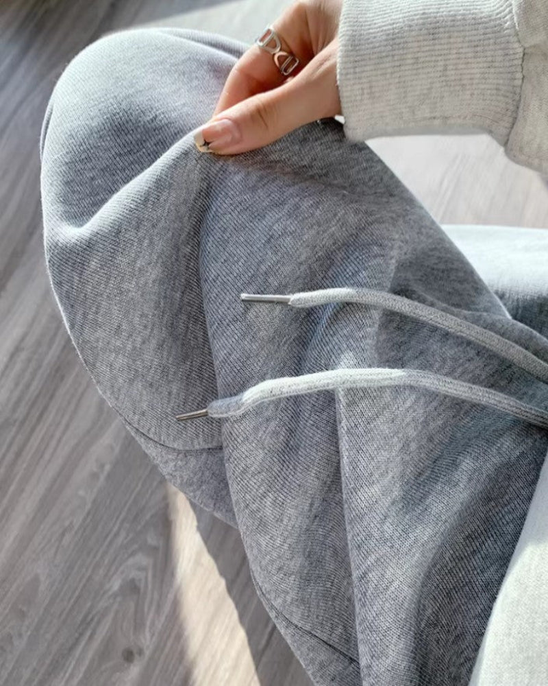 Wide-Leg Fleece Sweatpants Loose-Fit