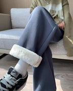 Wide-Leg Fleece Sweatpants Loose-Fit