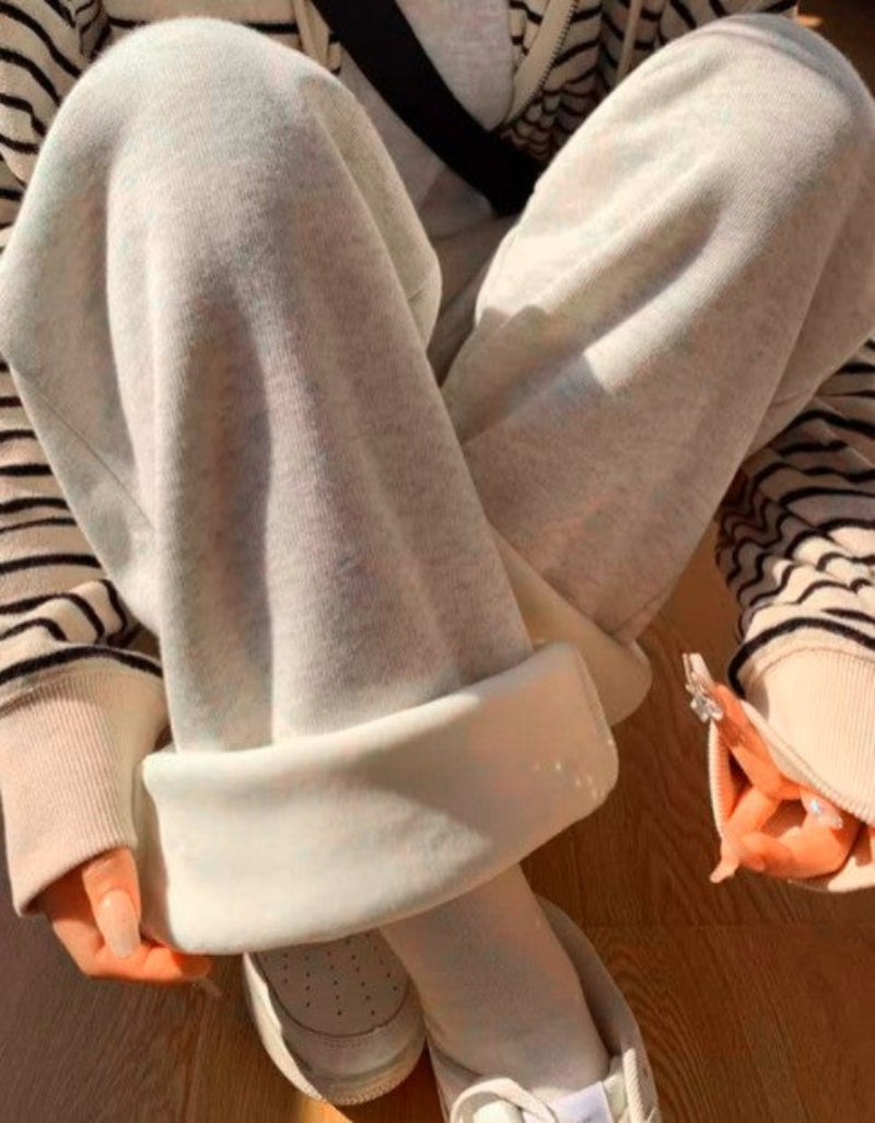 Wide-Leg Fleece Sweatpants Loose-Fit