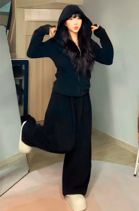 High-Waisted Wide-Leg Knit Pants