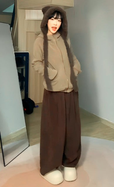 High-Waisted Wide-Leg Knit Pants