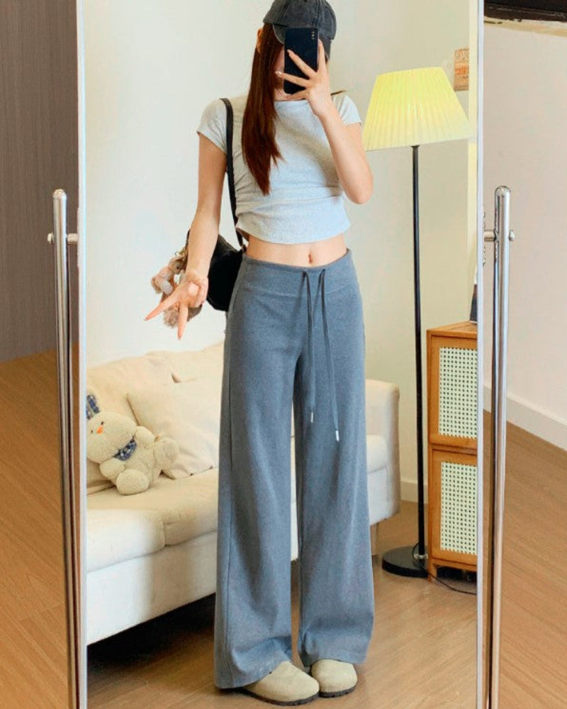 High-Waisted Straight Wide-Leg Sweatpants