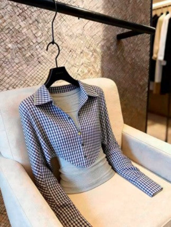 Women's Plaid Layered Polo Shirt