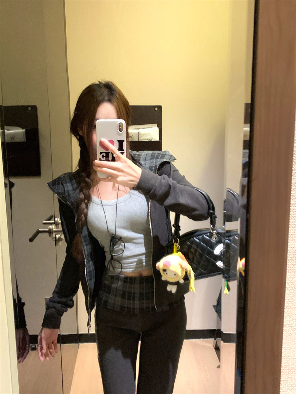 Checkered Hooded Sweatshirt Set