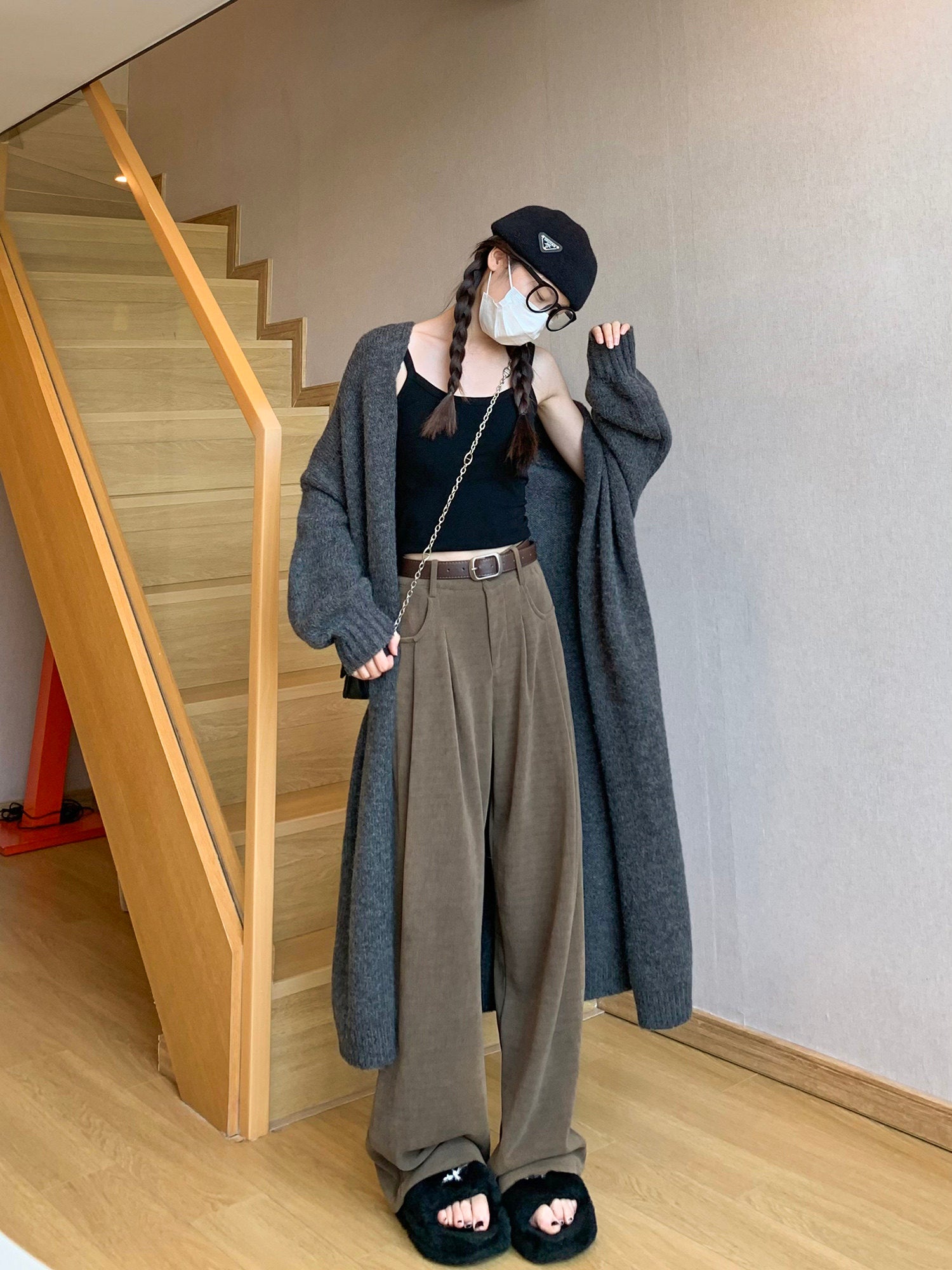 Women’s Winter White Wide-Leg Pants | Fleece Lined Straight-Leg Drape Pants