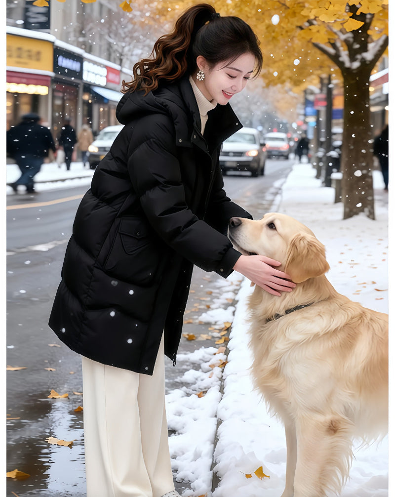 Mid-Length Hooded Puffer Jacket