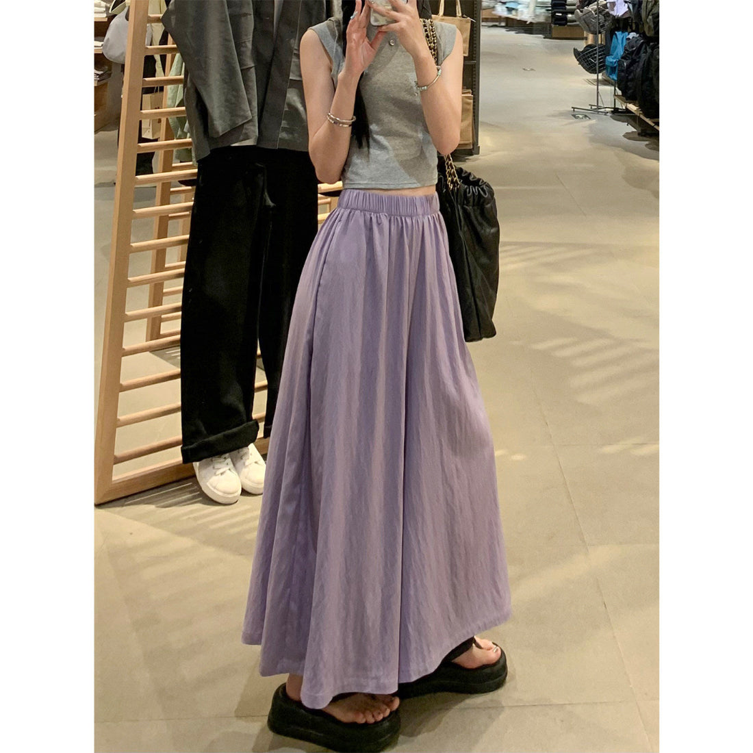 Women’s Gray Yamamoto-Style Wide-Leg Pants – 2026 Spring/Fall High-Drape Straight Trousers