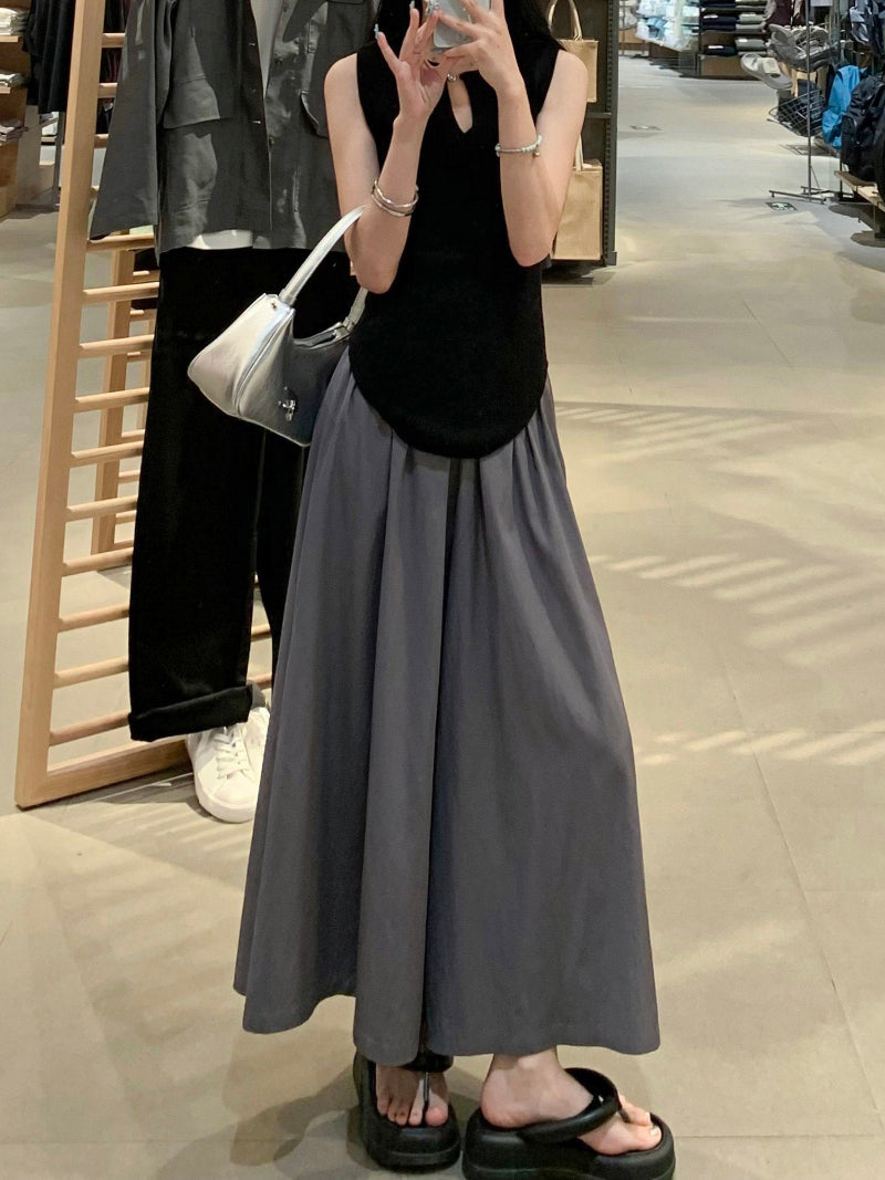 Women’s Gray Yamamoto-Style Wide-Leg Pants – 2026 Spring/Fall High-Drape Straight Trousers
