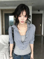 Women's Plaid Layered Polo Shirt