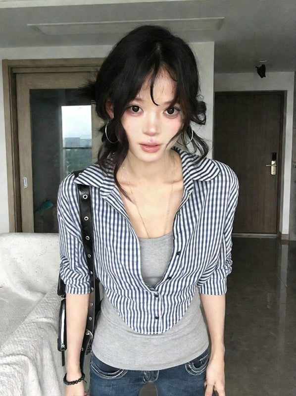 Women's Plaid Layered Polo Shirt