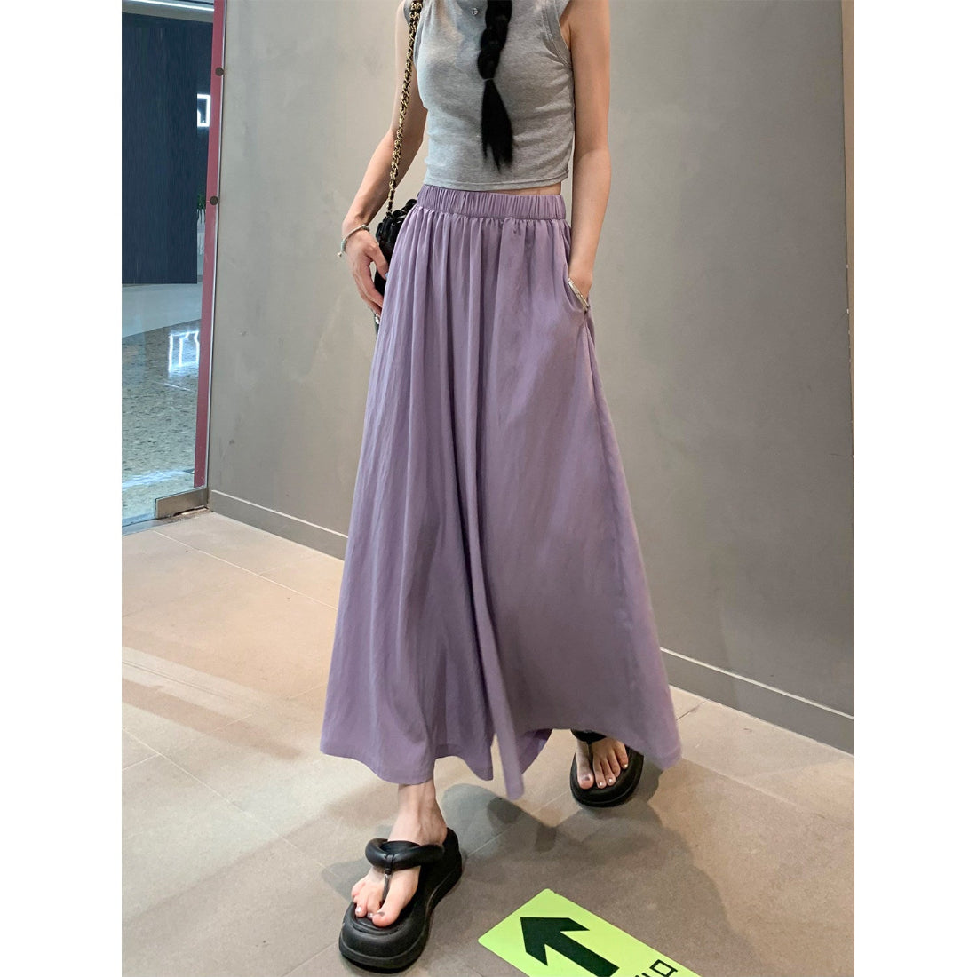 Women’s Gray Yamamoto-Style Wide-Leg Pants – 2026 Spring/Fall High-Drape Straight Trousers