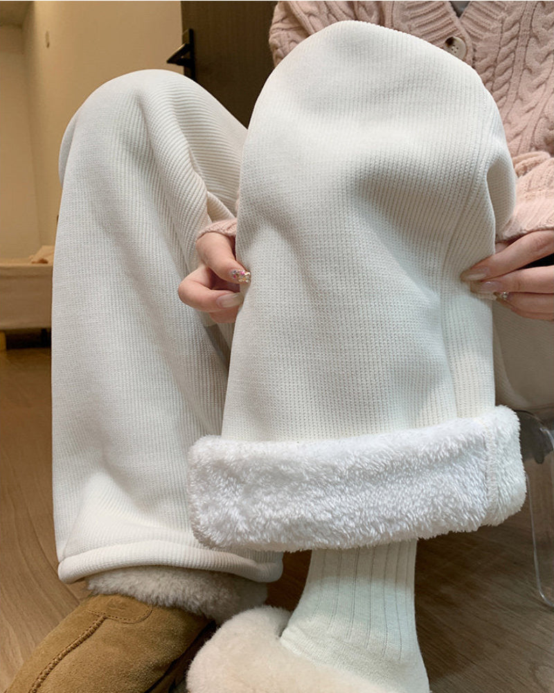 Winter Fleece Wide-Leg Pants