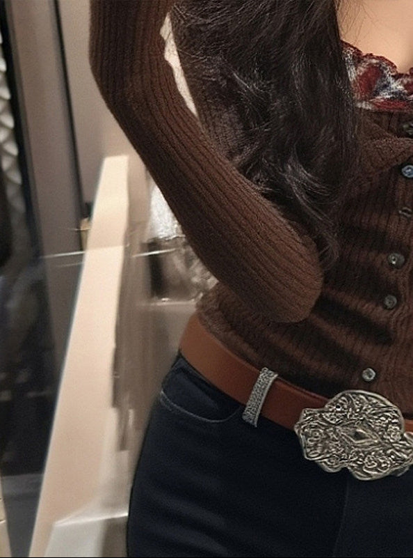 Korean Color Block Fake Two-Piece Long Sleeve Top