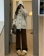 Winter Fleece Wide-Leg Pants