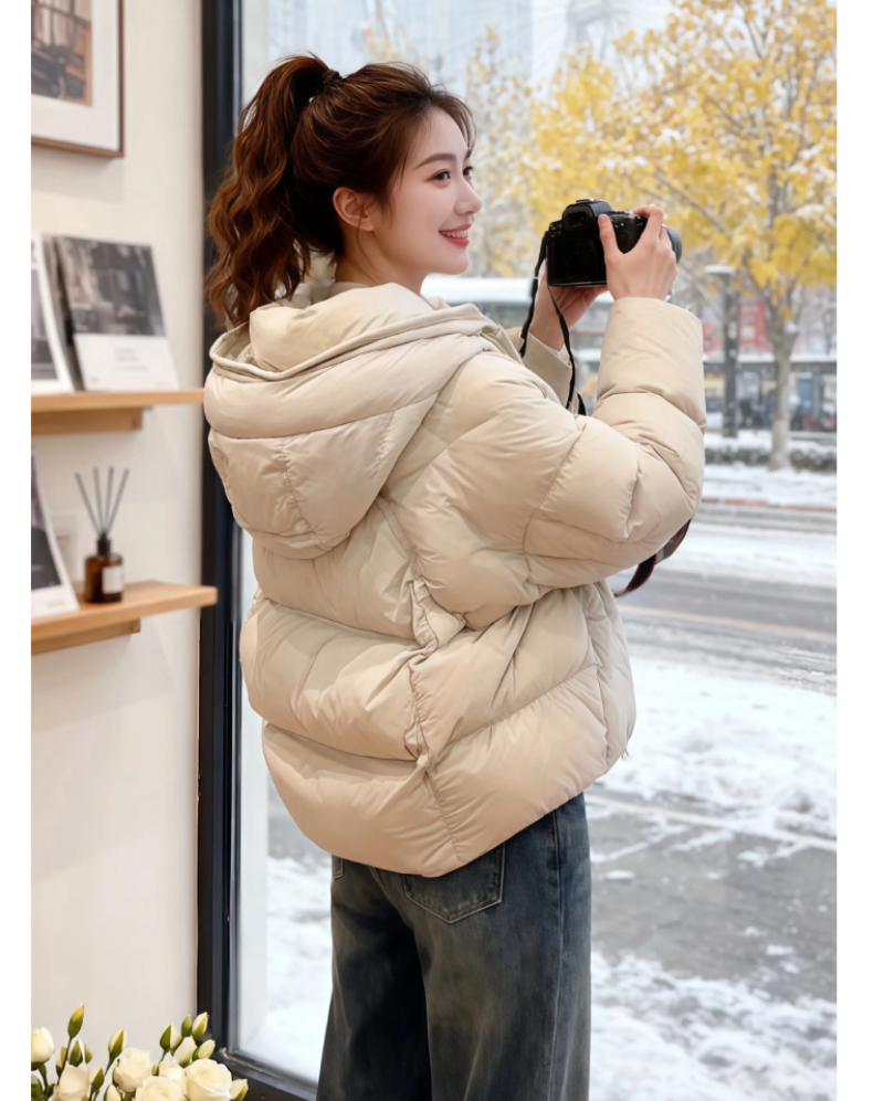 Short Hooded Puffer Jacket Winter