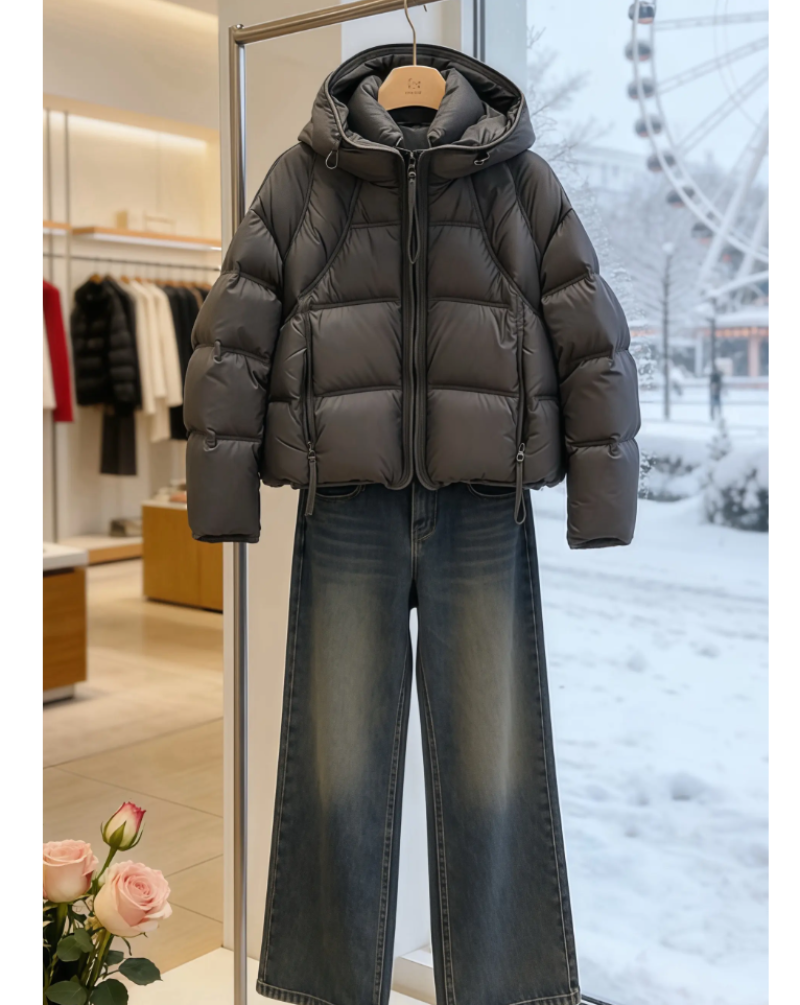 Short Hooded Puffer Jacket Winter