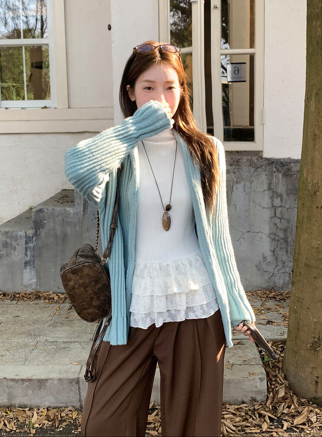 Lace Hem Long Sleeve T-shirt