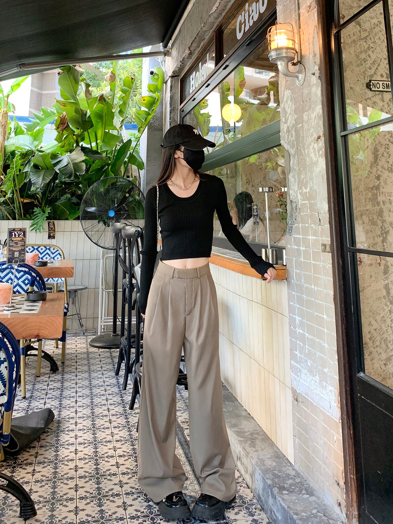 Khaki Wide-Leg Slacks for Women – 2025 Autumn/Winter High-Waist Straight Drape Suit Pants