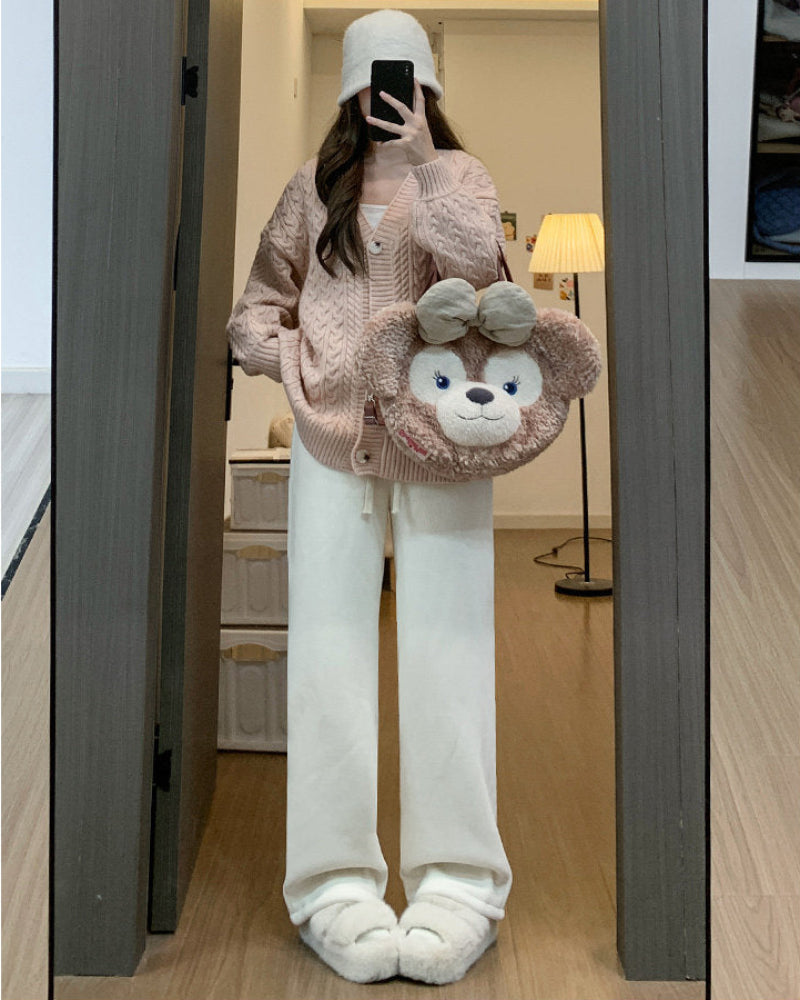 Winter Fleece Wide-Leg Pants