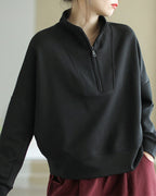 Half-Zip Loose-Fit Casual Pullover