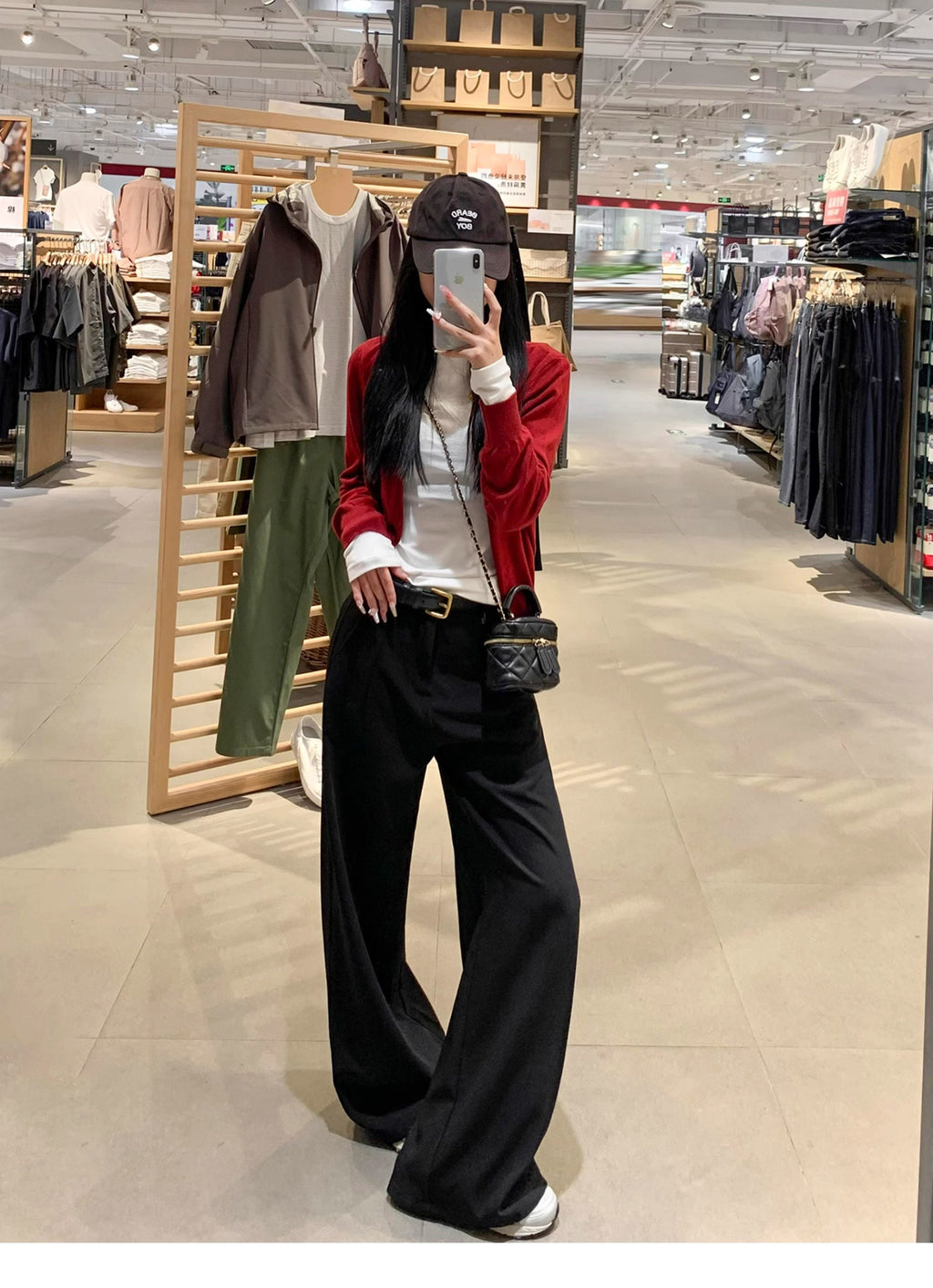 Women’s Black Wide-Leg Pants – 2025 Fall/Winter Loose Casual Straight-Leg Drape Suit Pants