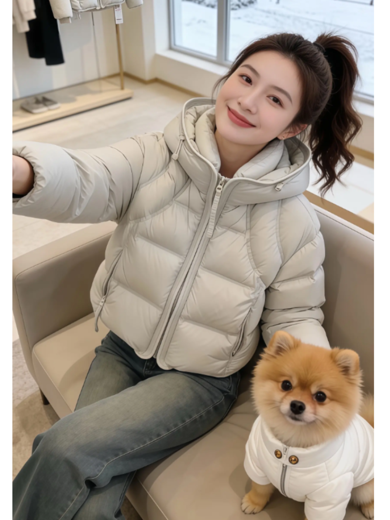Short Hooded Puffer Jacket Winter
