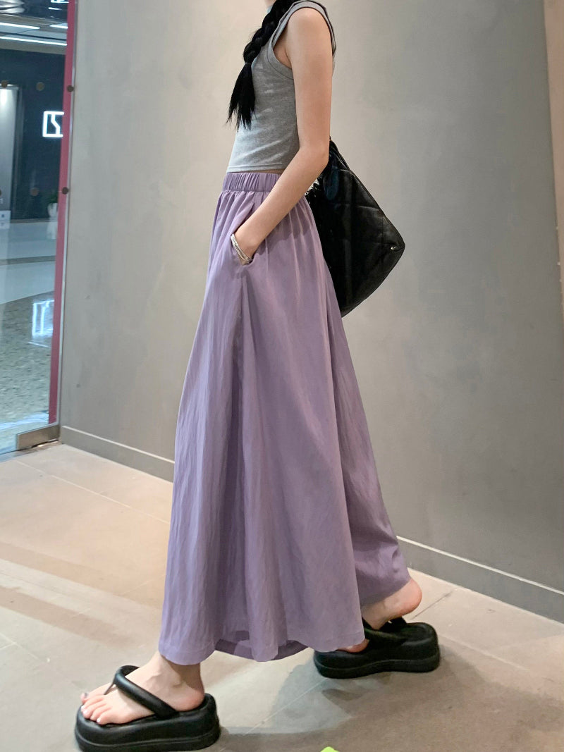 Women’s Gray Yamamoto-Style Wide-Leg Pants – 2026 Spring/Fall High-Drape Straight Trousers