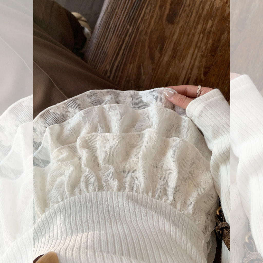 Lace Hem Long Sleeve T-shirt