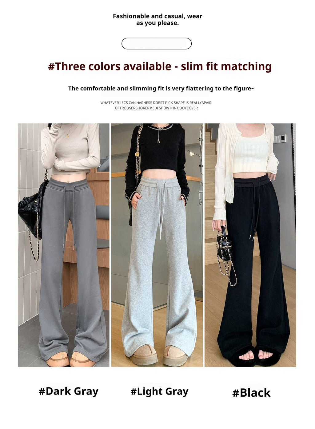 Gray Wide-Leg Fleece Sweatpants for Women – 2025 Winter Thickened Micro-Flared Casual Pants