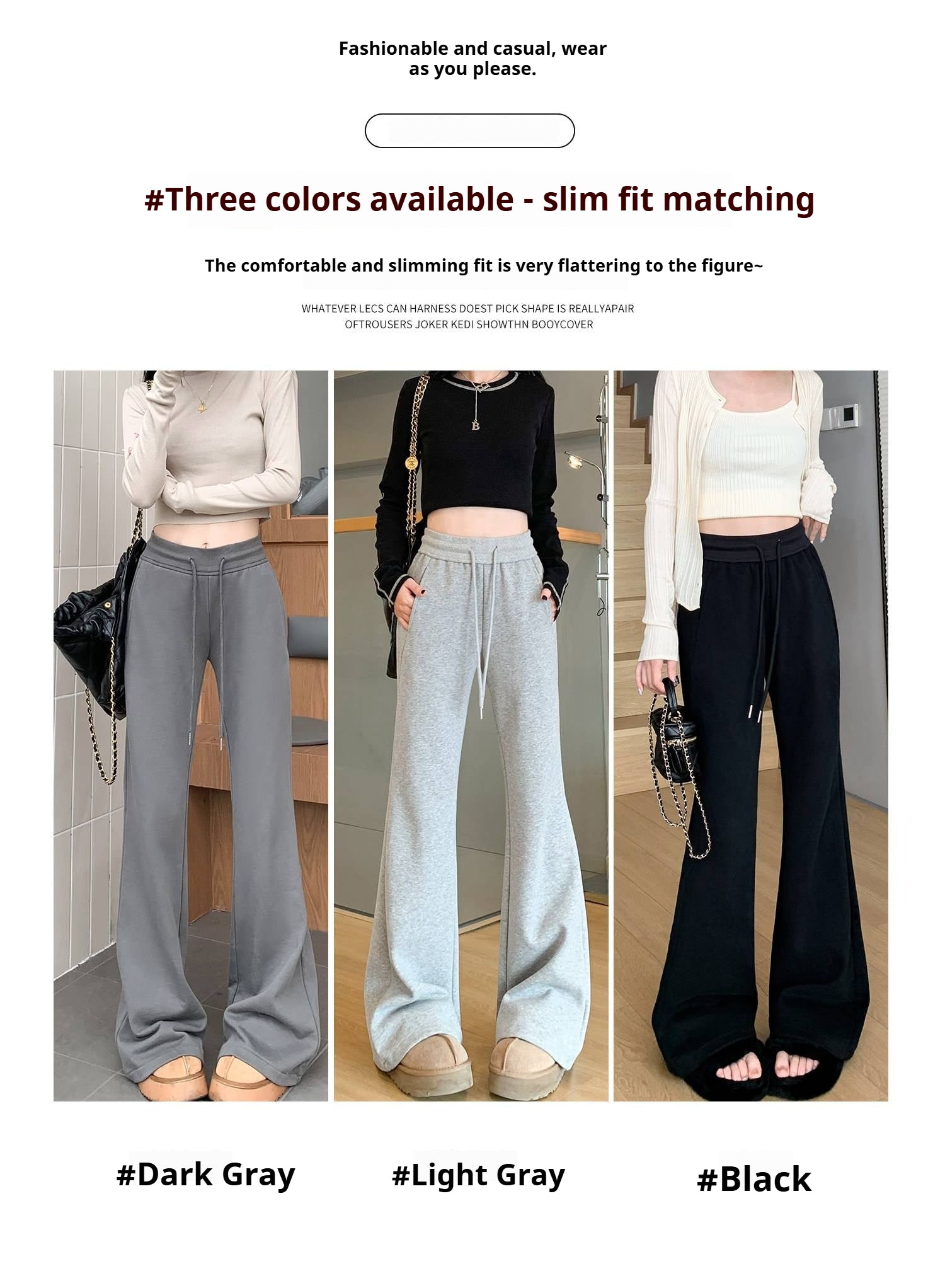 Gray Wide-Leg Fleece Sweatpants for Women – 2025 Winter Thickened Micro-Flared Casual Pants