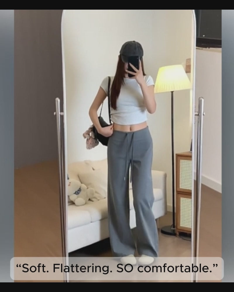 High-Waisted Straight Wide-Leg Sweatpants