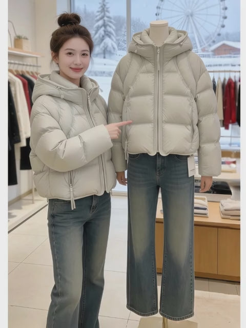 Short Hooded Puffer Jacket Winter